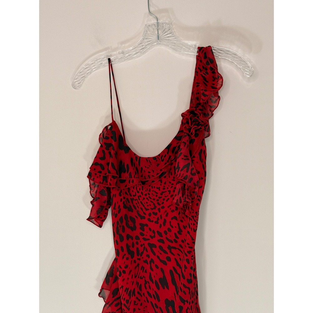 I.AM.GIA Julietta Mini Dress Red Leopard Mini Bodycon Chiffon Ruffle Medium - Picture 4 of 13